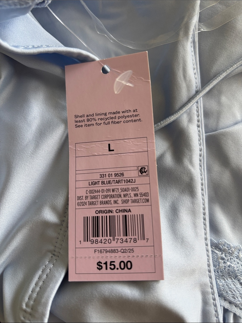 Light Blue size L Lace-Trim Cami Top - Picture 9 of 9